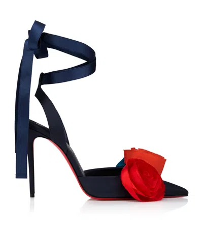 Christian Louboutin Mere Lachaise Silk Lace-up Pumps 100 In Navy