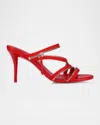 Christian Louboutin Meryl Zip Strass Leather Red Sole Sandals In Red