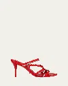 Christian Louboutin Meryl Zip Strass Leather Red Sole Sandals In Red