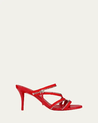 Christian Louboutin Meryl Zip Strass Leather Red Sole Sandals