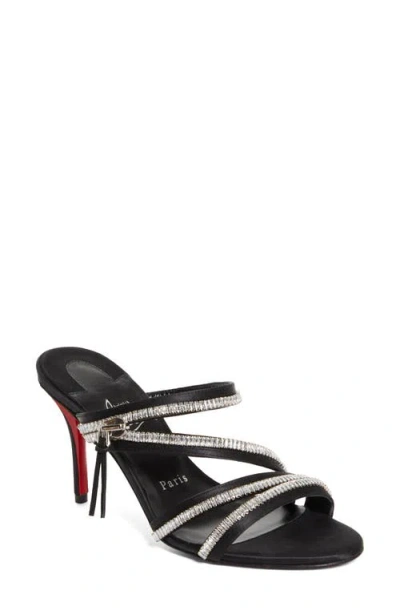 Christian Louboutin Merylzip Crystal Embellished Sandal In Black