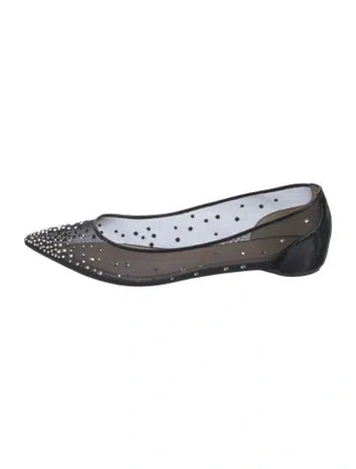Pre-owned Christian Louboutin Mesh Accents Ballet Flats In Black