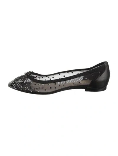 Pre-owned Christian Louboutin Mesh Accents Flats In Black