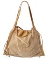 Christian Louboutin Mesh & Leather Hobo Bag In Brown