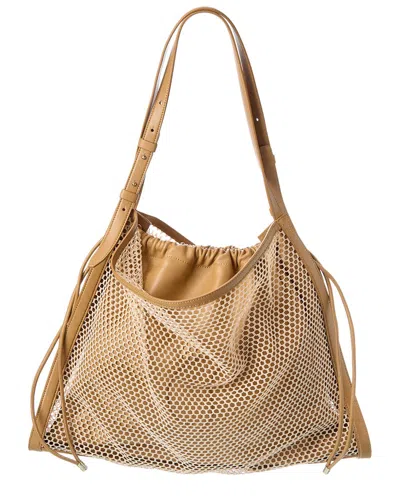 Christian Louboutin Mesh & Leather Hobo Bag In Brown