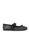 Christian Louboutin Mamastrapitina Crystal-embellished Leather-trimmed Mesh Ballet Flats In Black