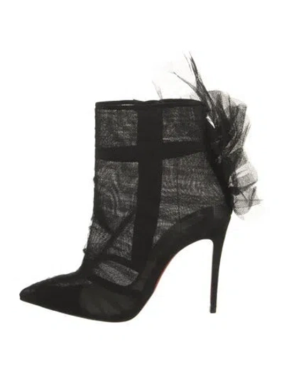 Pre-owned Christian Louboutin Mesh Boots In Black