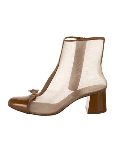Pre-owned Christian Louboutin Mesh Bow Accents Boots In Brown