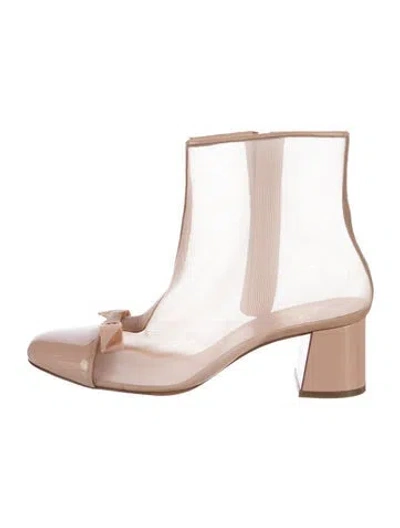 Pre-owned Christian Louboutin Mesh Bow Accents Boots In Neutral