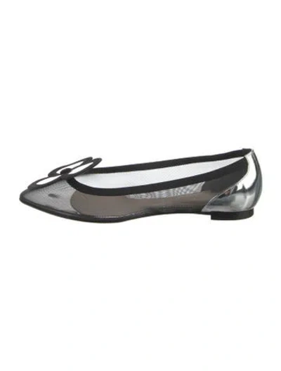 Pre-owned Christian Louboutin Mesh Colorblock Pattern Ballet Flats In Black