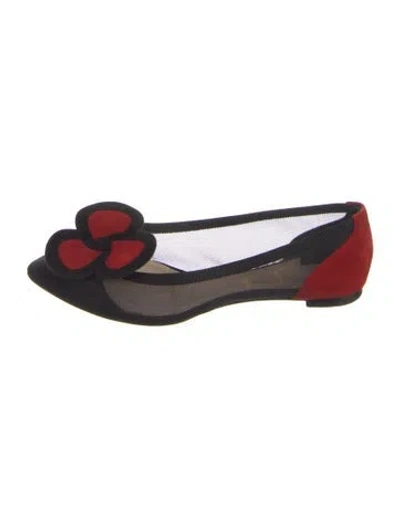 Pre-owned Christian Louboutin Mesh Colorblock Pattern Flats In Black
