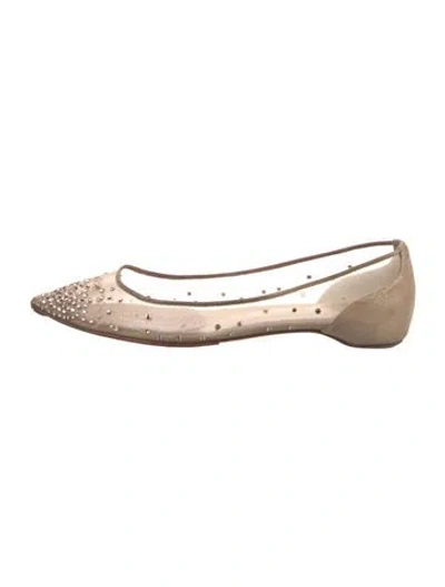 Pre-owned Christian Louboutin Mesh Glitter Accents Ballet Flats In Neutral
