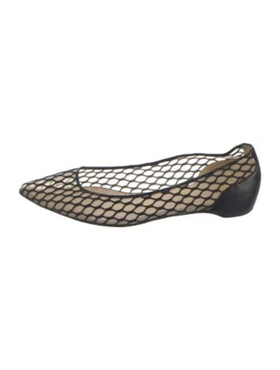 Pre-owned Christian Louboutin Mesh Leather Trim Embellishment Flats