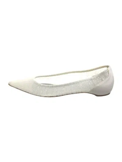 Pre-owned Christian Louboutin Mesh Mesh Accents Ballet Flats In White