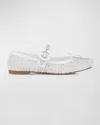 Christian Louboutin Mamastrapitina Crystal-embellished Leather-trimmed Mesh Ballet Flats In Bianco/crystal