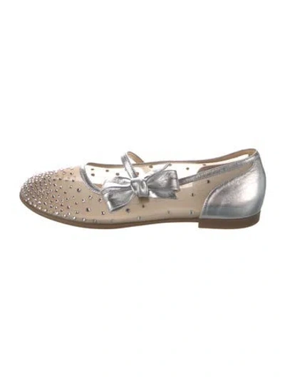 Pre-owned Christian Louboutin Mesh Patterned Ballet Flats In Metallic/silver