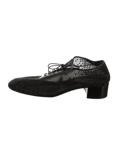 Pre-owned Christian Louboutin Mesh Patterned Mules In Black