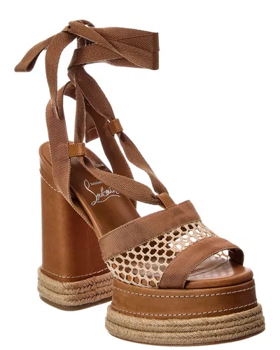 Christian Louboutin Mesh Platform Sandal In Brown