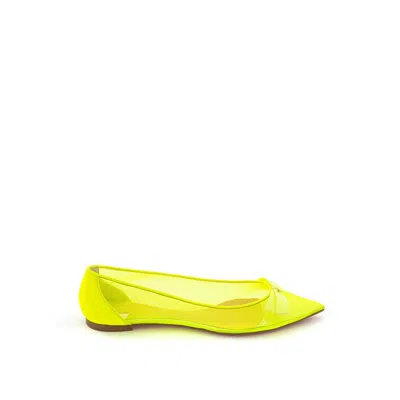 Christian Louboutin Mesh Pointed-toe Flat In Yellow