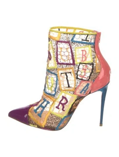 Pre-owned Christian Louboutin Mesh Printed Boots In Multi