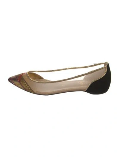 Pre-owned Christian Louboutin Mesh Printed Flats