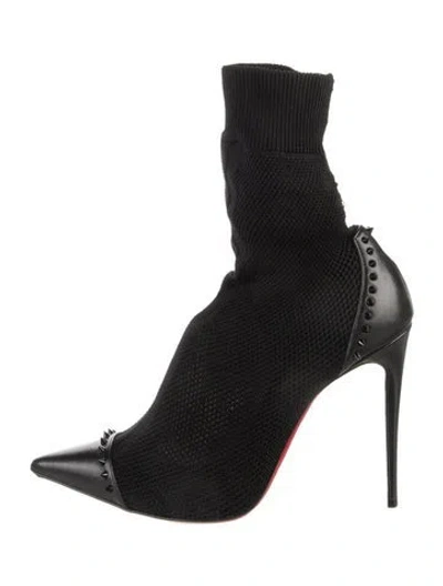 Pre-owned Christian Louboutin Mesh Sock Boots In Black