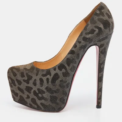 Pre-owned Christian Louboutin Metallic Fabric Daffodile Pumps Size 36.5