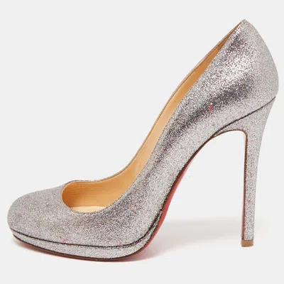 Pre-owned Christian Louboutin Metallic Glitter Bianca Pumps Size 39.5