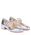 Christian Louboutin Metallic Leather Mary Jane Flats In Gray