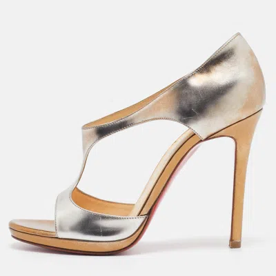 Pre-owned Christian Louboutin Metallic Leather Sandals Size 37.5
