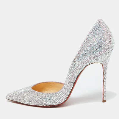 Pre-owned Christian Louboutin Metallic Leather Strass Crystal Iriza D'orsay Pumps Size 39