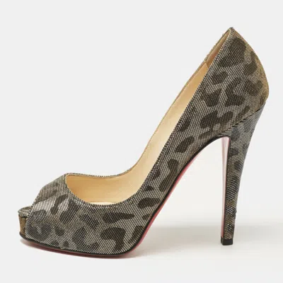 Pre-owned Christian Louboutin Metallic Leopard Print Lurex Fabric Very Prive Pumps Size 35.5