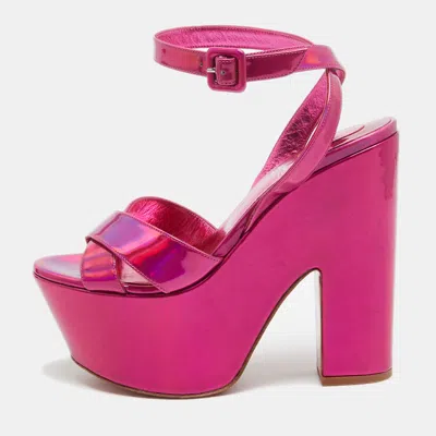 Pre-owned Christian Louboutin Metallic Pink Leather Superyaz Sandals Size 39