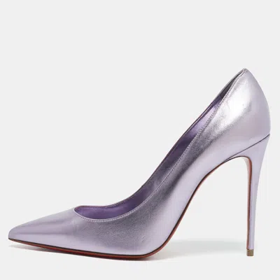 Pre-owned Christian Louboutin Metallic Purple Leather Kate Pumps Size 38