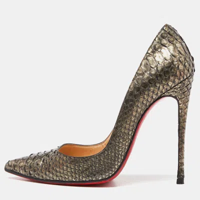 Pre-owned Christian Louboutin Metallic Python So Kate Pumps Size 37.5