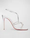 CHRISTIAN LOUBOUTIN METALLIC SPIKES RED SOLE SANDALS