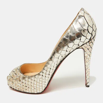 Pre-owned Christian Louboutin Metallic Two-tone Python Very Prive Peep Toe Pumps Size 40