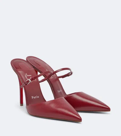 Christian Louboutin Milena Leather Mules In Burgundy