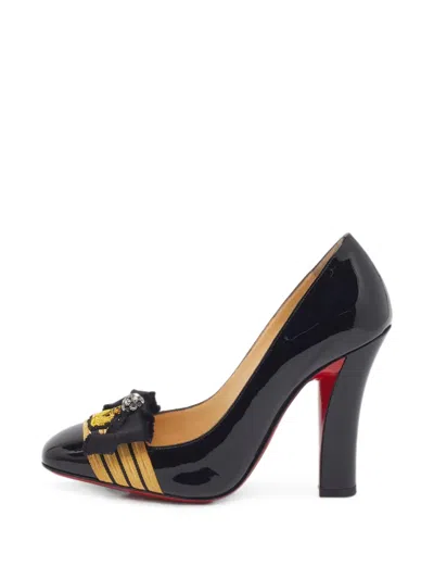 Pre-owned Christian Louboutin Militar Bow Pumps In Black