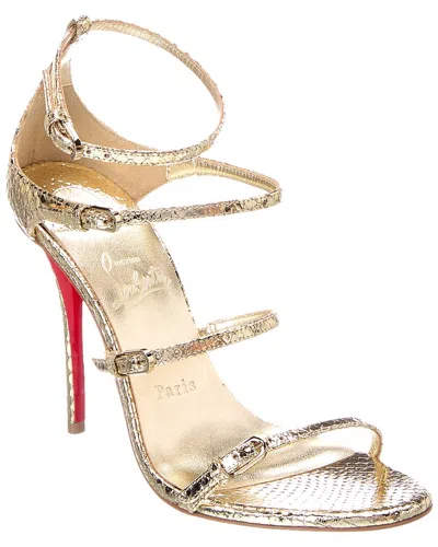Christian Louboutin Millenium Snakeskin-embossed Leather Sandal In Gold