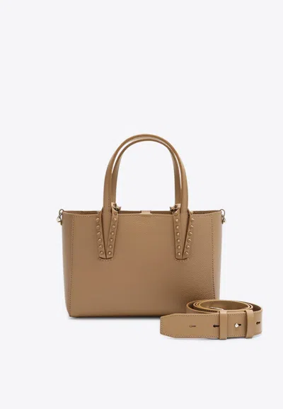 Christian Louboutin Mini Cabata Leather Top Handle Bag In Sand