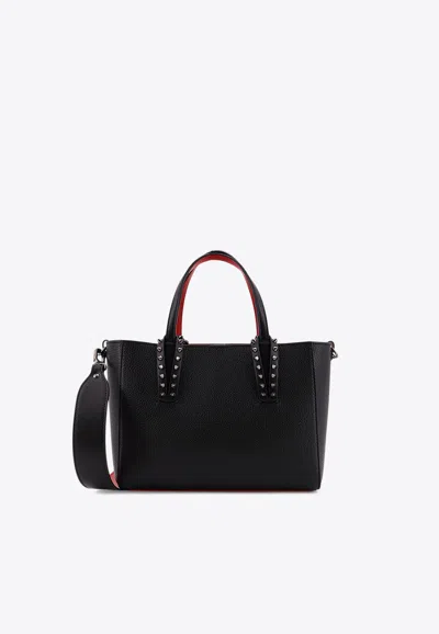 Christian Louboutin Mini Cabata Studded Leather Tote Bag In Black