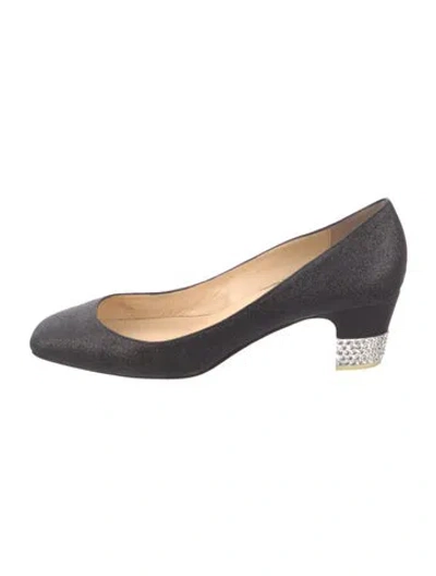 Pre-owned Christian Louboutin Mini Gloria Black Glitter Glitter Pumps