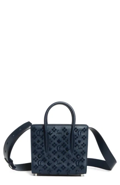Christian Louboutin Mini Paloma Studded Calfskin Satchel In Bl1u Navy