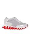 Christian Louboutin Mini Shark Leather-mesh Sneakers In Silver