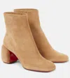 Christian Louboutin Minny Booty 70 Suede Ankle Boots In Beige