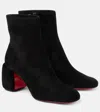 Christian Louboutin Minny Booty 70 Suede Ankle Boots In Black