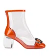 Christian Louboutin Minny Bubble 70 Buckled Pvc Ankle Boots In Orange