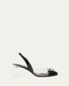 Christian Louboutin Minny Bubble 70 Buckled Glossed And Pvc Slingback Pumps In Black
