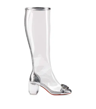 Christian Louboutin Minny Bubble Knee-high Boots 70 In Silver
